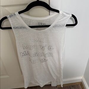 White Graphic Tank Top